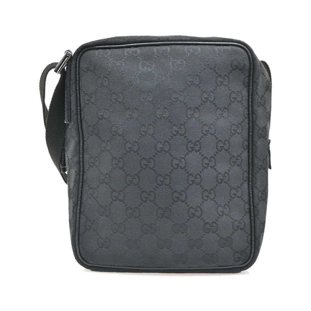Gucci Front Pocket Messenger GG Canvas, Black, Canvas, Crossbody Bag