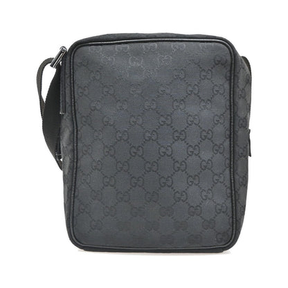 Gucci Front Pocket Messenger GG Canvas, Black, Canvas, Crossbody Bag