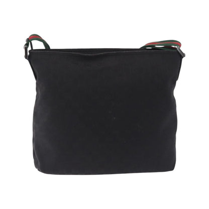 Gucci Front Pocket Web Messenger GG Canvas, Black, Canvas, Crossbody Bag