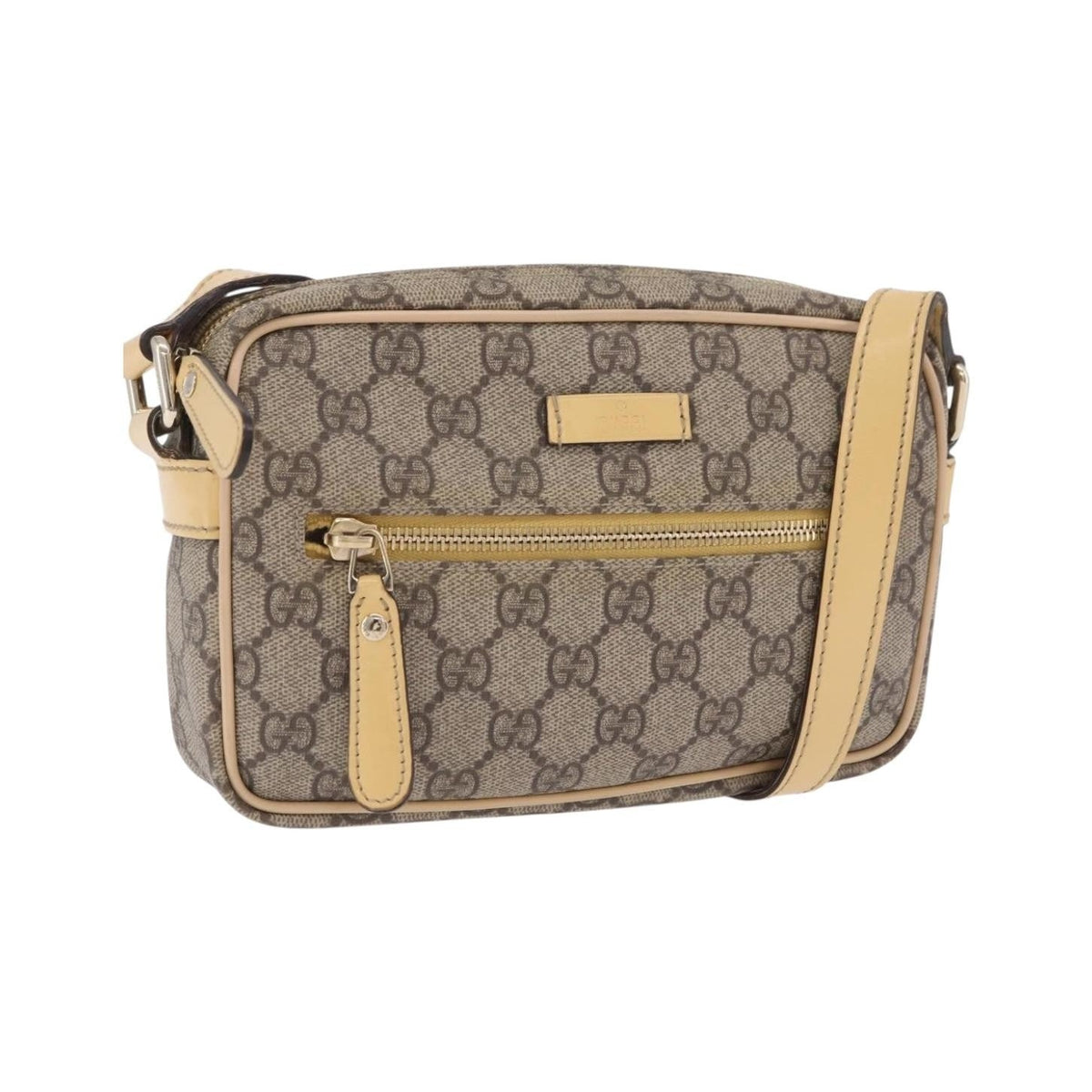 Gucci Front Zip GG Canvas, Beige, Canvas, Crossbody Bag