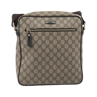 Gucci Front Zip Messenger GG Coated Canvas, Beige, Canvas, Crossbody Bag