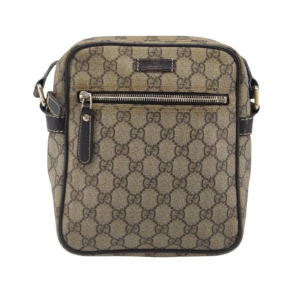 Gucci Front Zip Pocket Messenger GG Coated Canvas, Beige, Canvas, Shoulder Bag