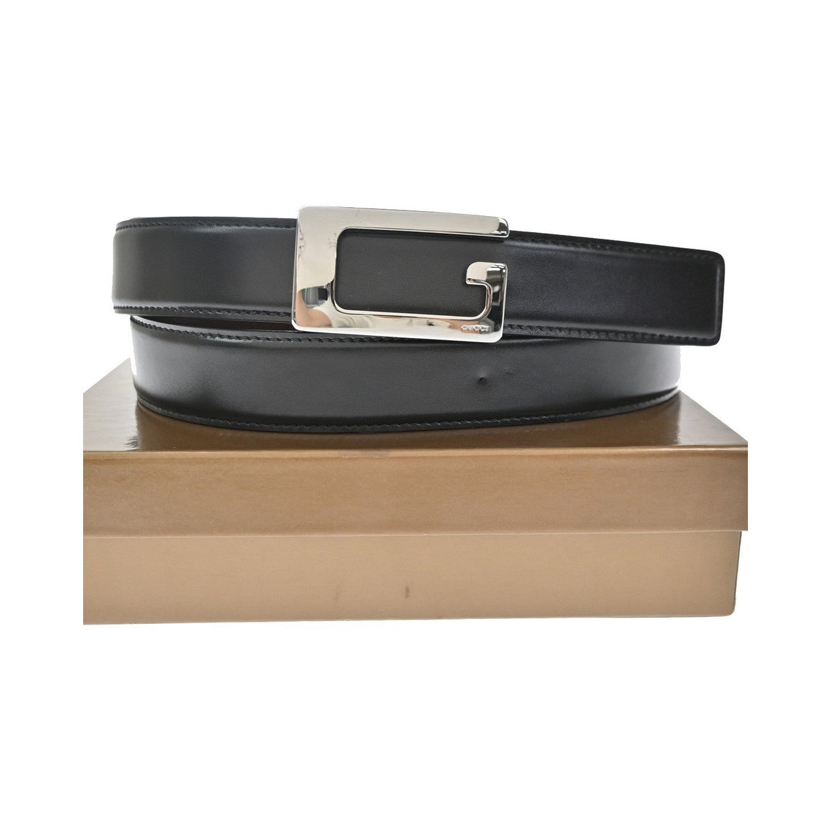 Gucci G Buckle Belt Leather, Black, Leather, Belt