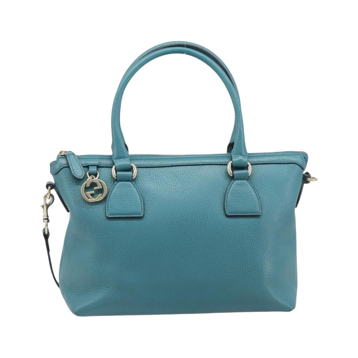 Gucci GG Charm Convertible Dome Satchel Leather, Blue, Leather, Handbag