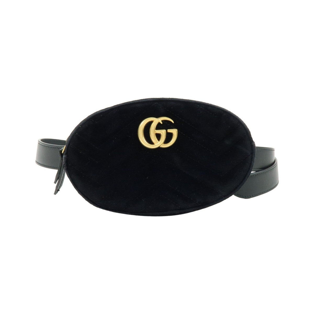 Gucci GG Marmont Belt Embellished Matelasse Velvet, Black, Velvet, Handbag