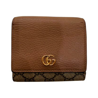 Gucci GG Marmont Card Case GG Coated Canvas with Leather, Beige, Canvas, Card Holder