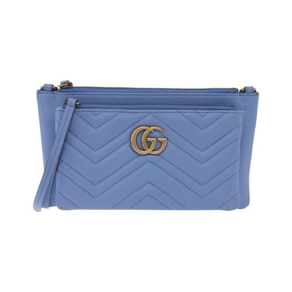 Gucci GG Marmont Double Matelasse Leather, Blue, Leather, Crossbody Bag