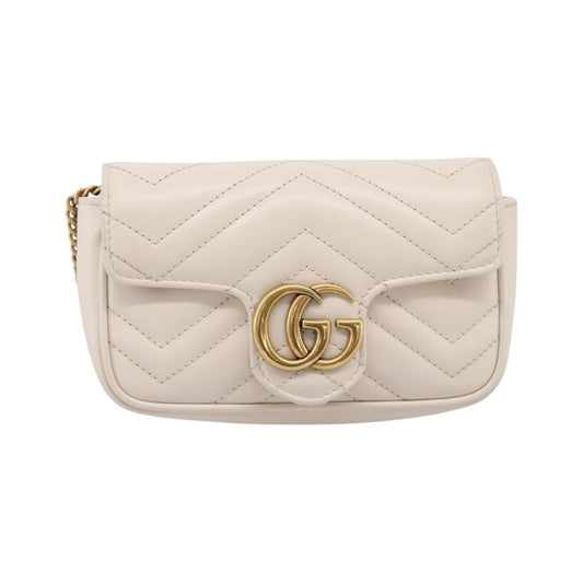 Gucci GG Marmont Flap Chain GG Coated Canvas and Leather, Beige, Leather, Shoulder Bag
