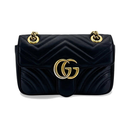 Gucci GG Marmont Flap Matelasse Leather, Black, Leather, Handbag