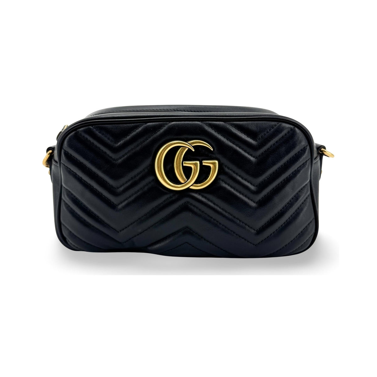 Gucci GG Marmont Matelasse Leather, Black, Leather, Shoulder Bag