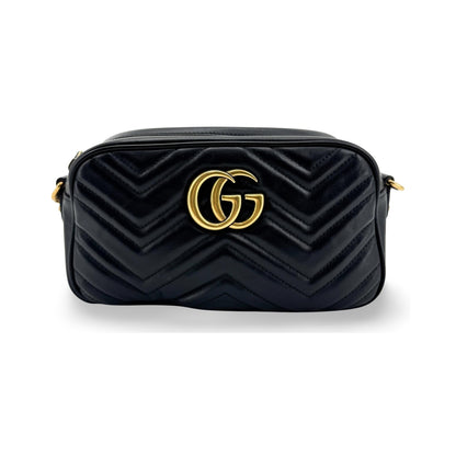 Gucci GG Marmont Matelasse Leather, Black, Leather, Shoulder Bag