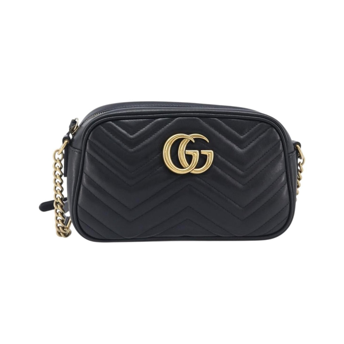 Gucci GG Marmont Matelasse Leather, Black, Leather, Shoulder Bag