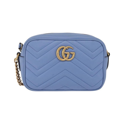 Gucci GG Marmont Matelasse Patent, Blue, Leather, Shoulder Bag