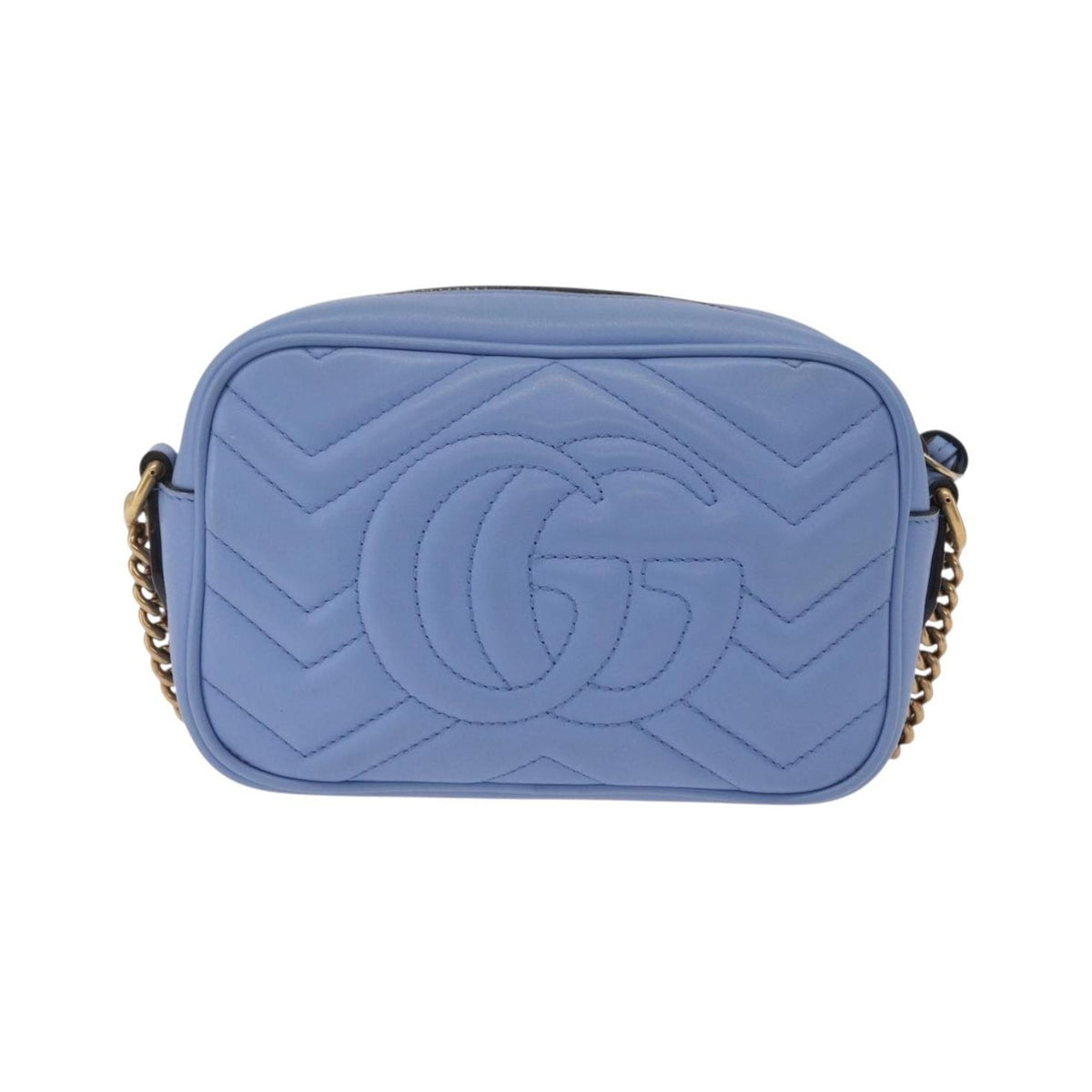 Gucci GG Marmont Matelasse Patent, Blue, Leather, Shoulder Bag