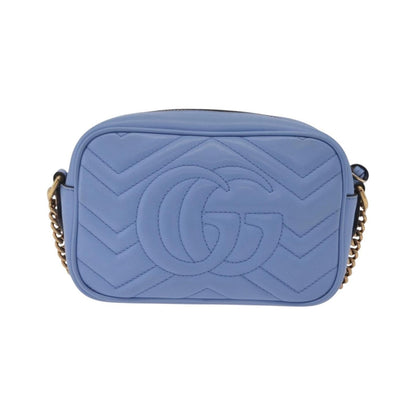 Gucci GG Marmont Matelasse Patent, Blue, Leather, Shoulder Bag