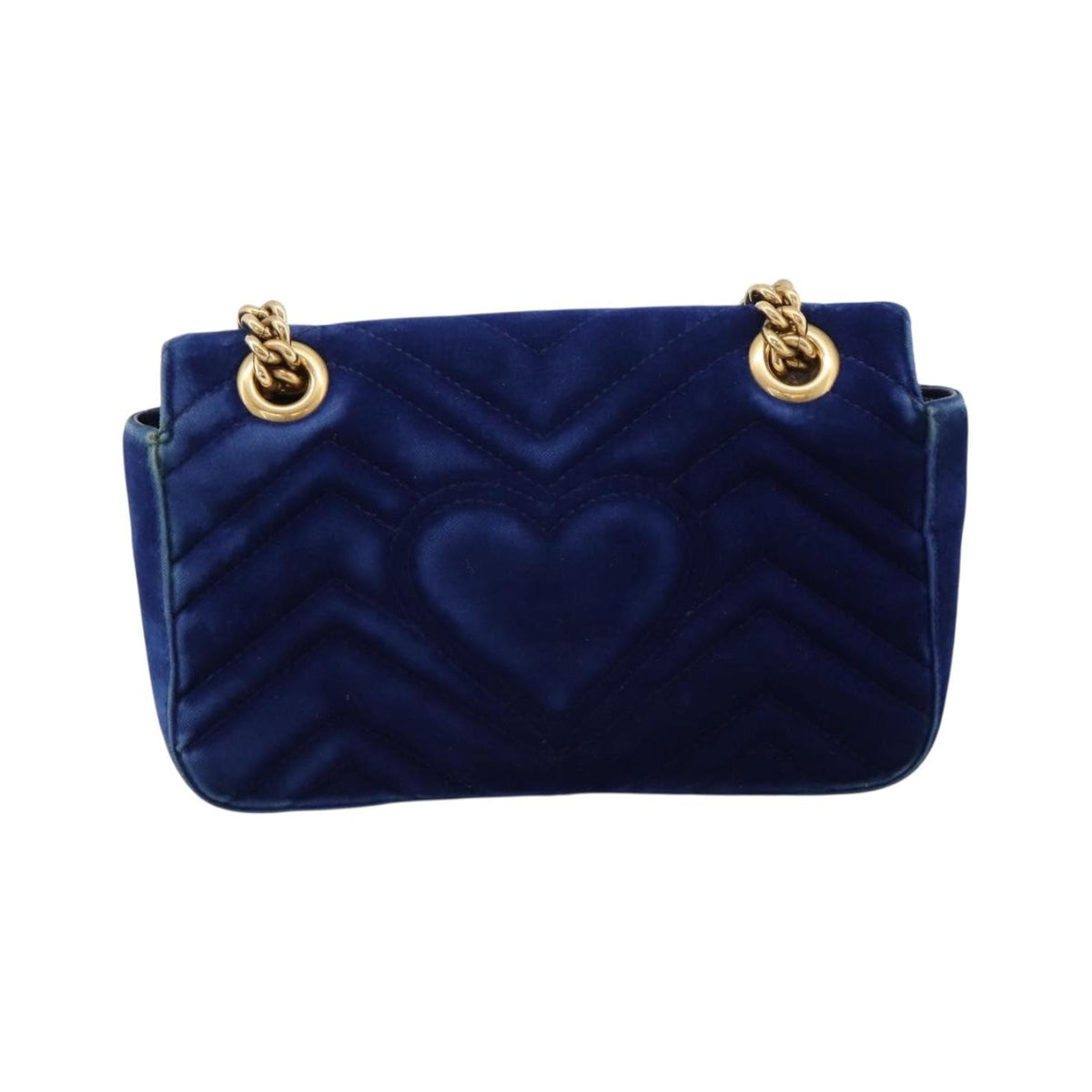 Gucci GG Marmont Matelassé Velvet, Blue, Velvet, Shoulder Bag