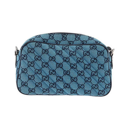 Gucci GG Marmont Multicolor Diagonal Quilted GG Canvas, Blue, Canvas, Shoulder Bag
