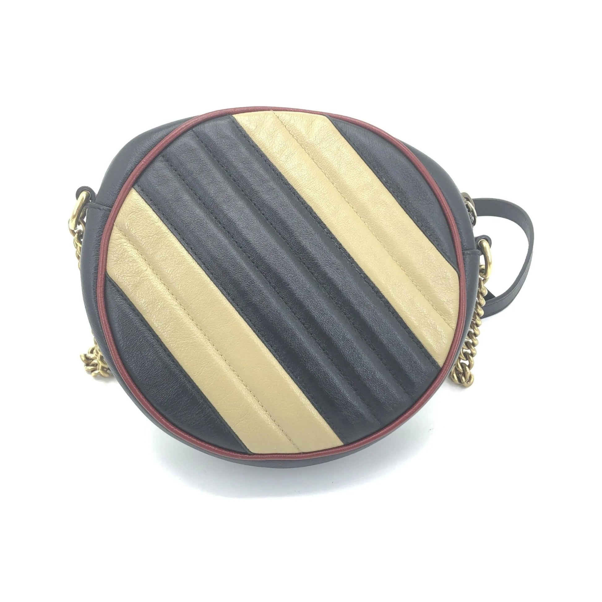Gucci GG Marmont Round Diagonal Quilted Leather, Black, Leather, Shoulder Bag