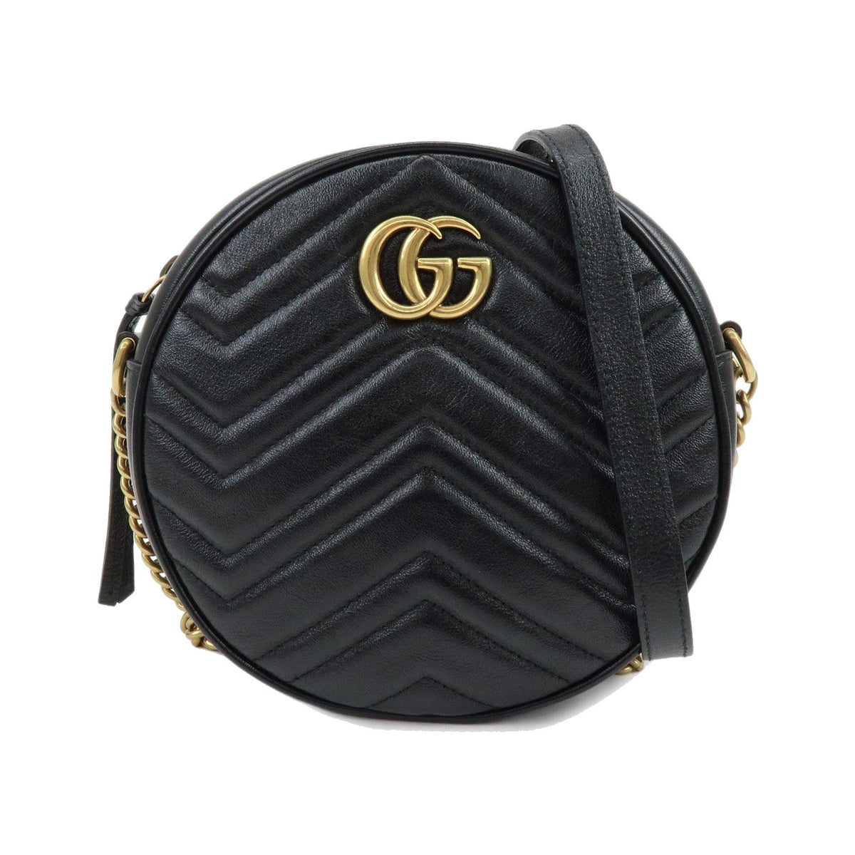 Gucci GG Marmont Round Matelasse Leather, Black, Leather, Shoulder Bag