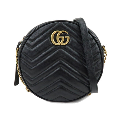 Gucci GG Marmont Round Matelasse Leather, Black, Leather, Shoulder Bag