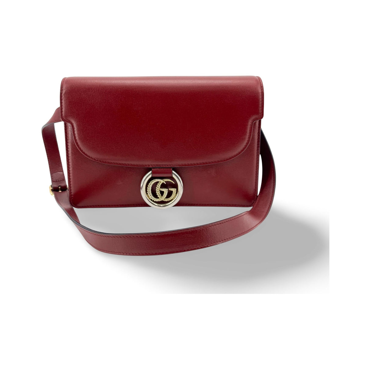 Gucci GG Ring Leather, Red, Leather, Shoulder Bag