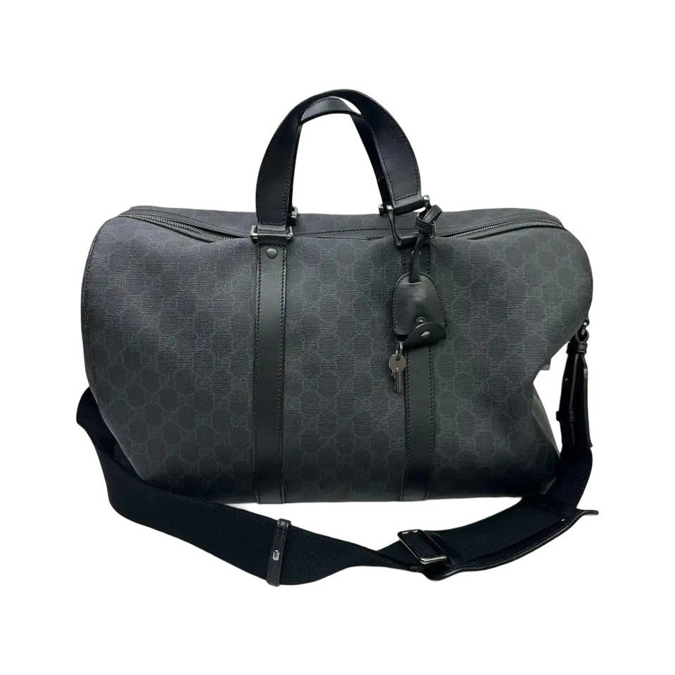 Gucci GG Supreme Carry-On Duffle Bag GG Canvas and Leather, Black, Canvas, Travel Bag