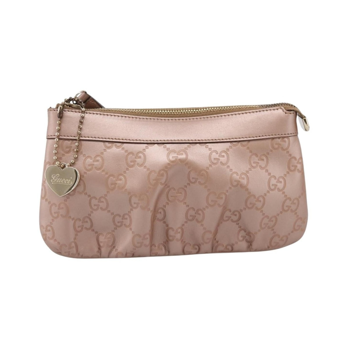 Gucci Heart Wristlet Guccissima Leather, Pink, Leather, Clutch