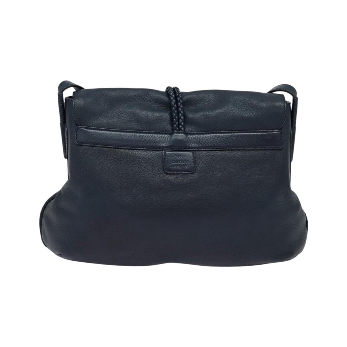 Gucci Hip Bamboo Flap Leather, Blue, Leather, Handbag