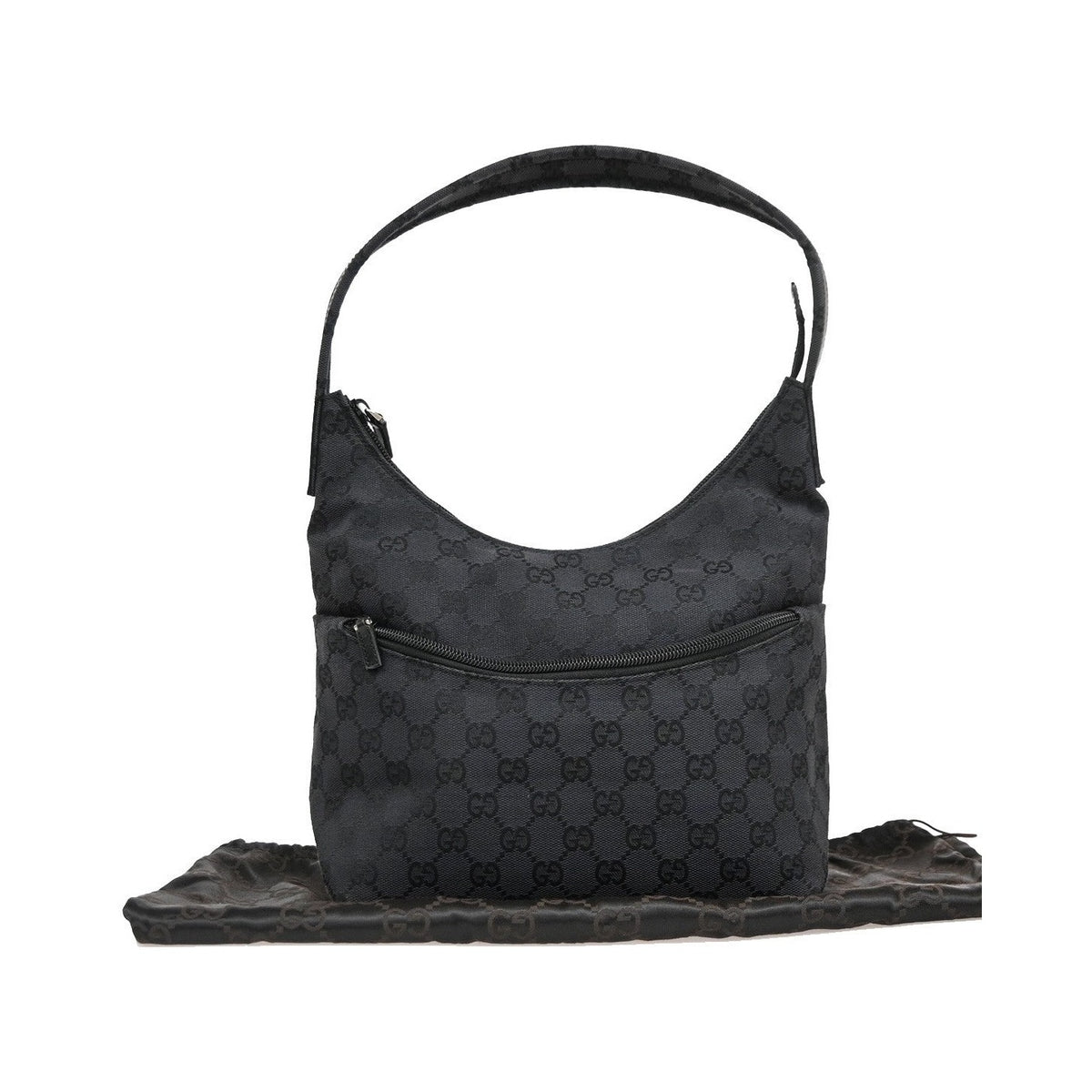 Gucci Hobo GG Canvas, Black, Canvas, Shoulder Bag