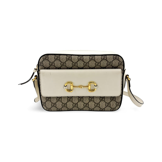 Gucci Horsebit 1955 Flap Pocket Camera GG Coated Canvas and Leather, Beige, Canvas, Shoulder Bag