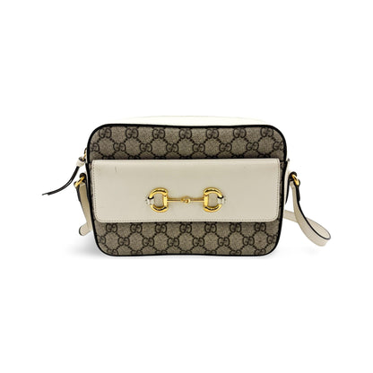 Gucci Horsebit 1955 Flap Pocket Camera GG Coated Canvas and Leather, Beige, Canvas, Handbag