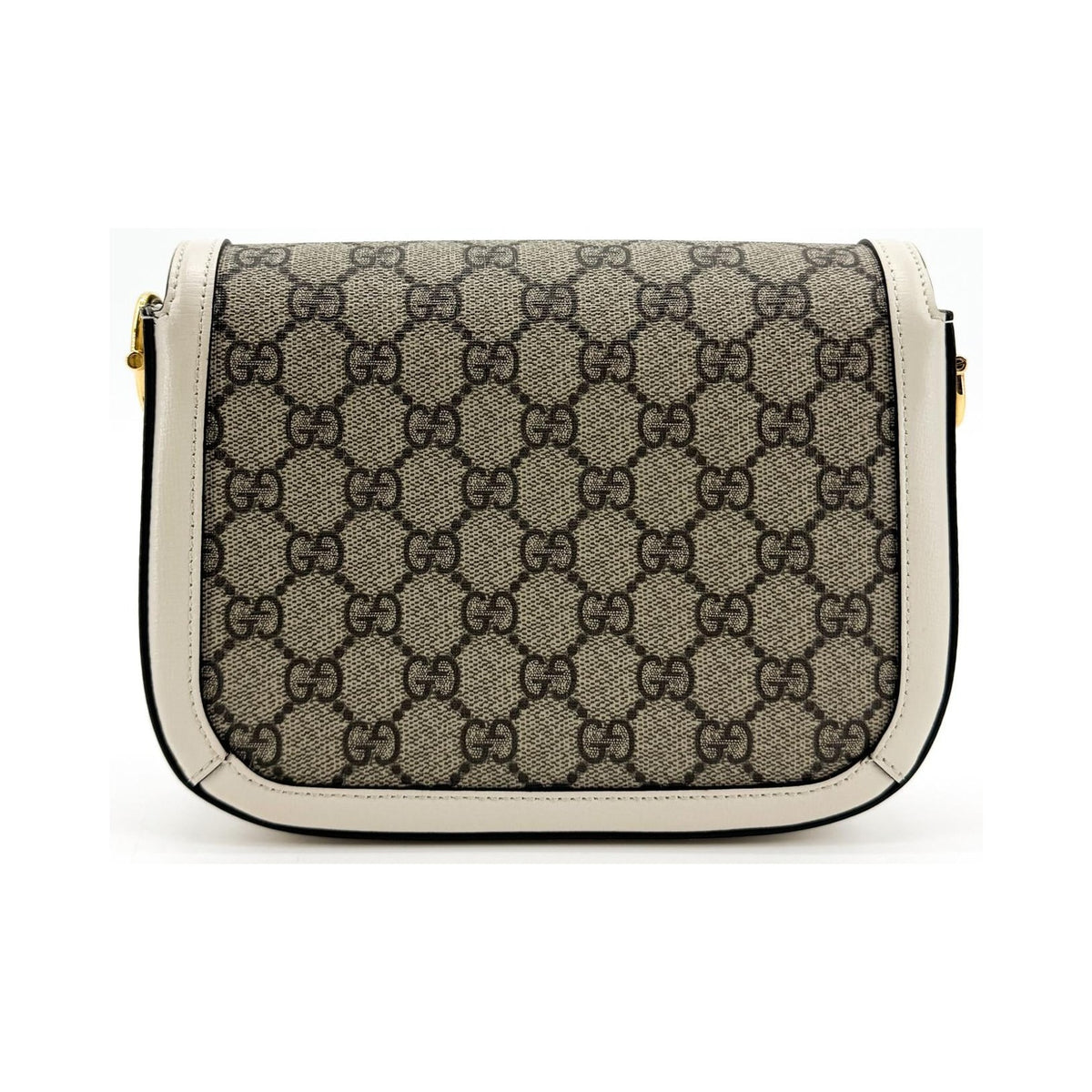Gucci Horsebit 1955 GG Coated Canvas with Leather, White, Canvas, Shoulder Bag