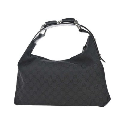 Gucci Horsebit Hobo GG Canvas, Black, Canvas, Handbag
