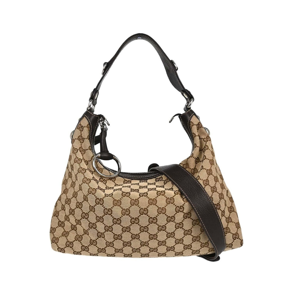 Gucci Horsebit Hobo GG Canvas, Beige, Canvas, Shoulder Bag