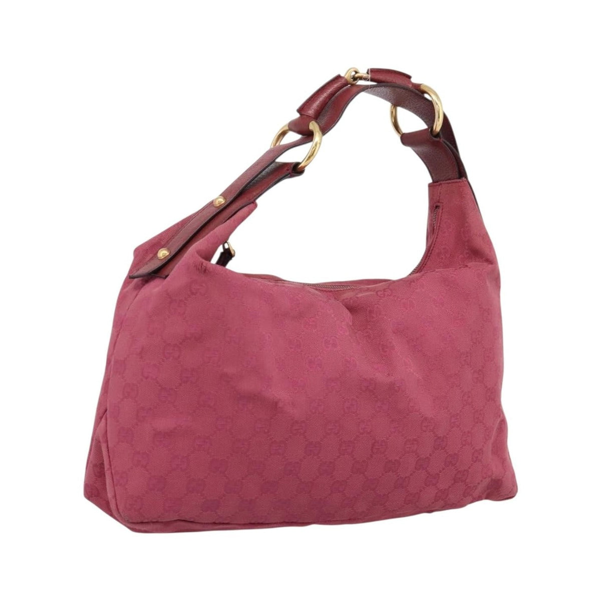 Gucci Horsebit Hobo GG Canvas, Pink, Canvas, Shoulder Bag