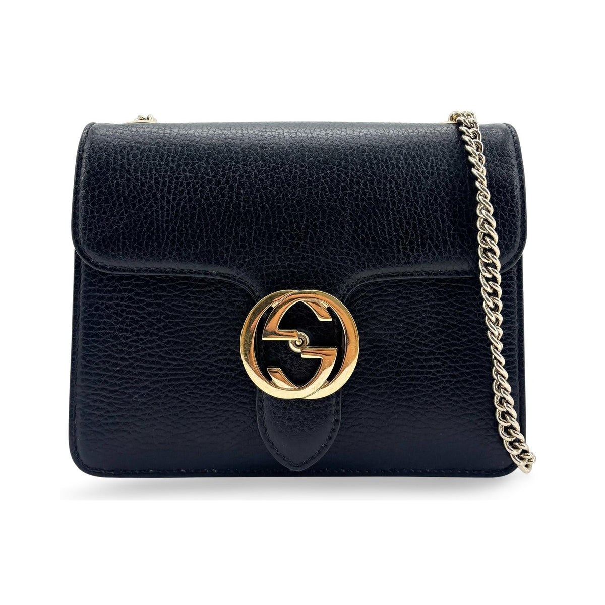 Gucci Interlocking Patent, Black, Leather, Shoulder Bag