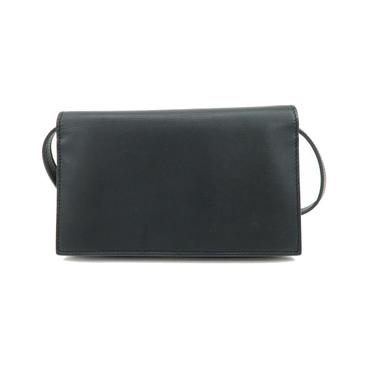 Gucci Interlocking Wallet on Chain Leather, Black, Leather, Crossbody Bag