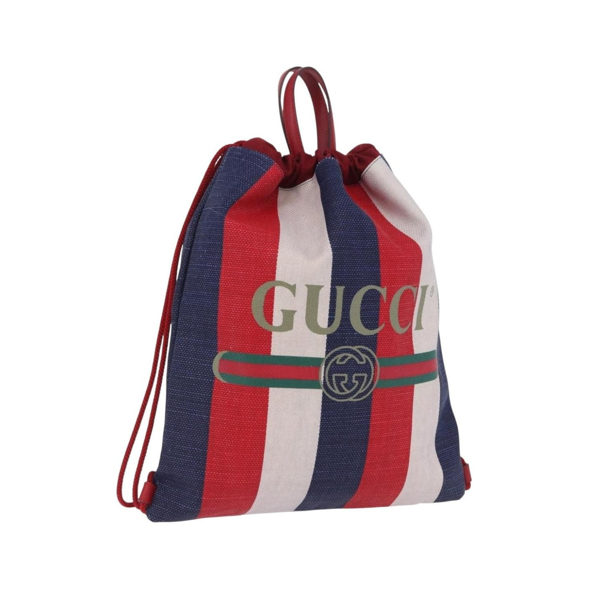 Gucci Logo Drawstring Striped Canvas, Multicolour, Canvas, Backpack