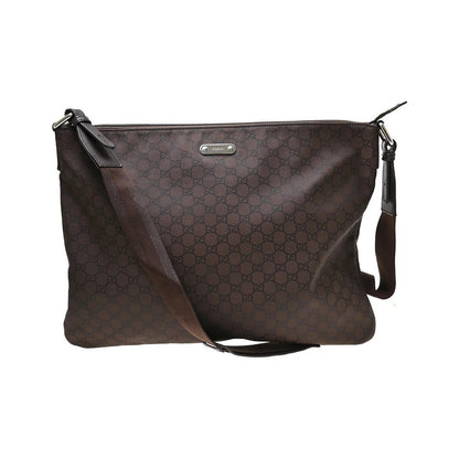 Gucci Messenger Bag (Outlet) GG Canvas and white leather, Brown, Canvas, Shoulder Bag