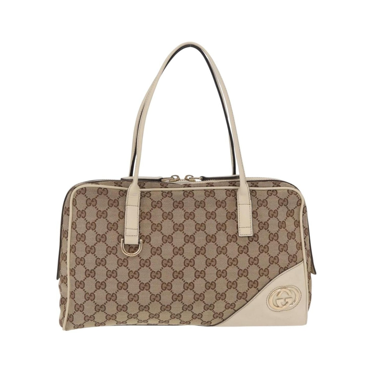 Gucci New Britt Boston GG Canvas, Beige, Canvas, Handbag