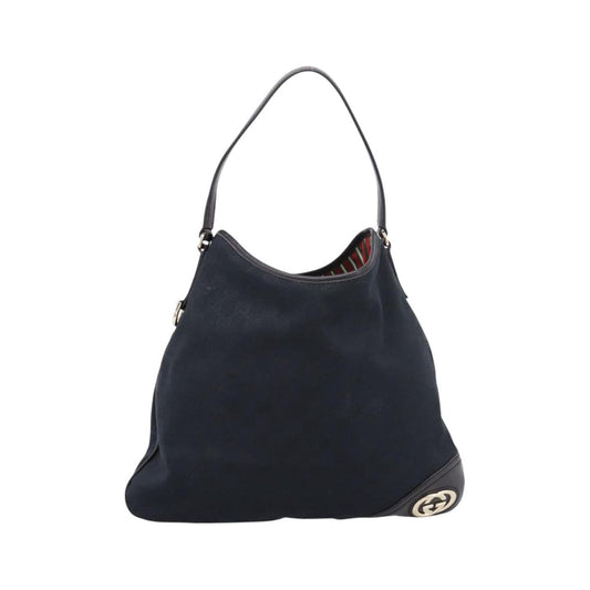 Gucci New Britt Hobo GG Canvas, Black, Canvas, Shoulder Bag