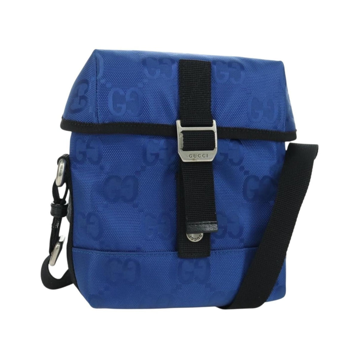 Gucci Off The Grid Buckle Messenger GG Econyl, Blue, Canvas, Handbag