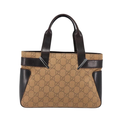 Gucci Open Tote GG Canvas and Leather, Beige, Canvas, Handbag