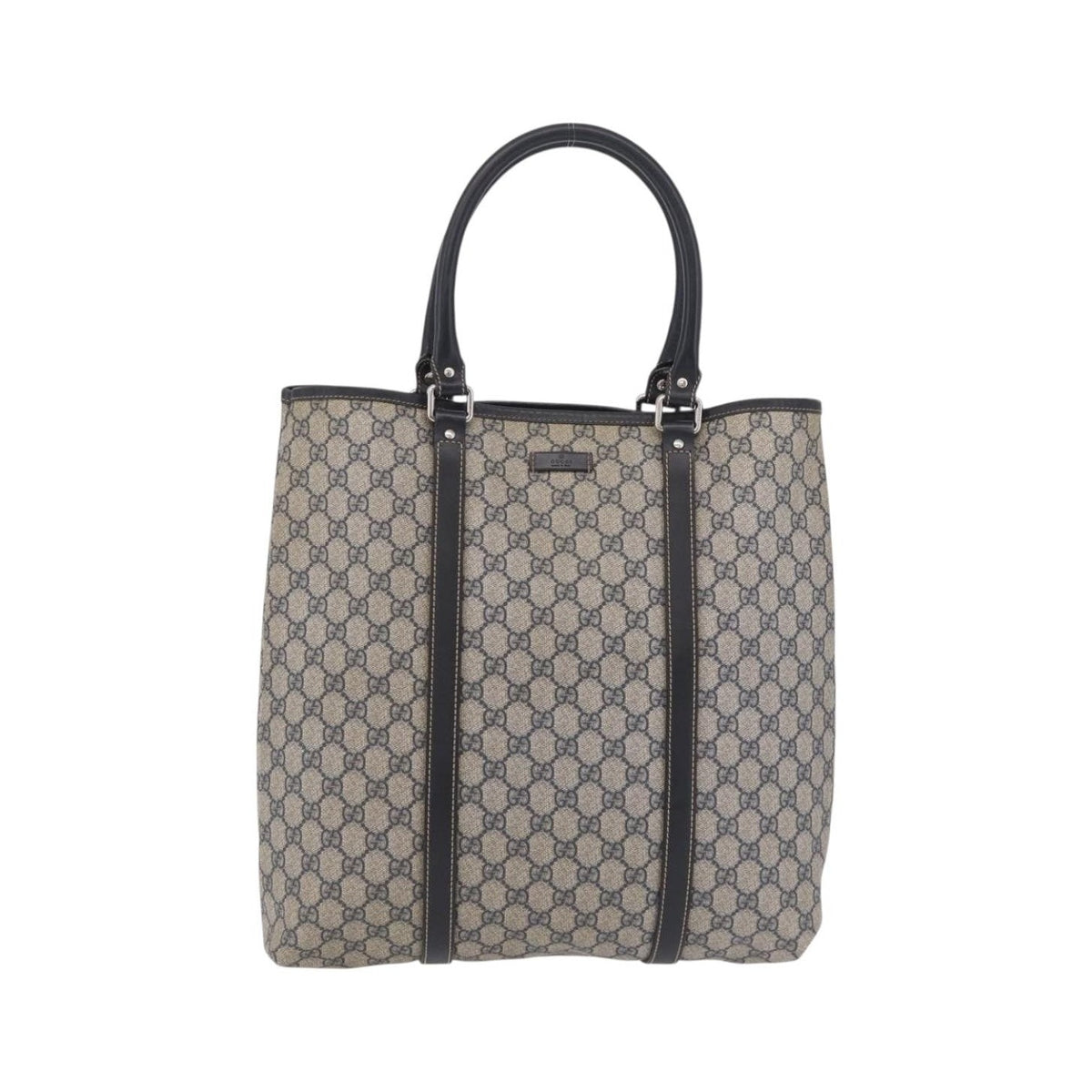 Gucci Open Tote GG Canvas and Leather, Navy, Canvas, Handbag
