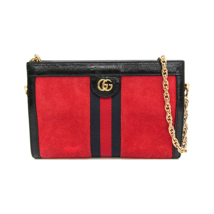 Gucci Ophidia Chain Suede, Red, Leather, Shoulder Bag