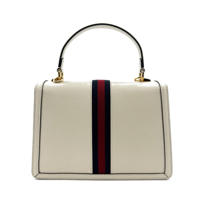Gucci Ophidia Flap Top Handle Leather, White, Leather, Handbag