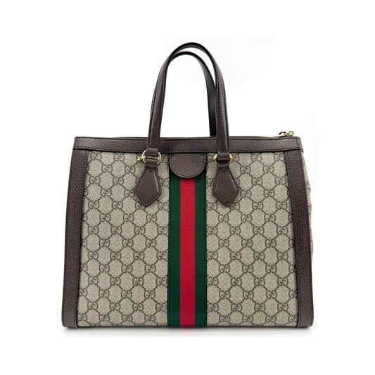 Gucci Ophidia Top Handle GG Coated Canvas, Brown, Canvas, Tote Bag