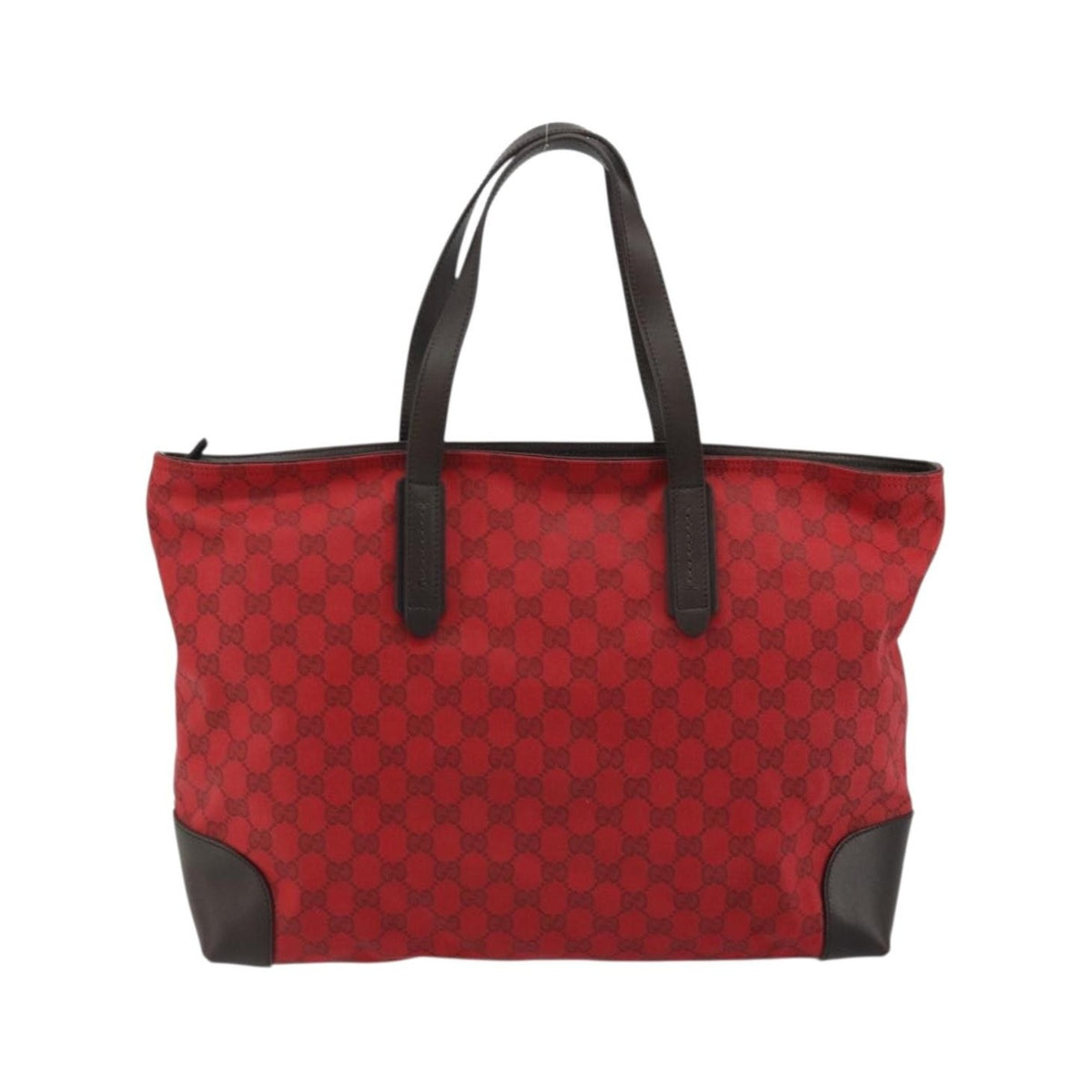 Gucci Original Zip GG Canvas with Leather, Red, Canvas, Tote Bag