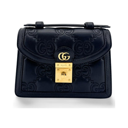 Gucci Padlock GG Embossed Leather, Black, Leather, Shoulder Bag