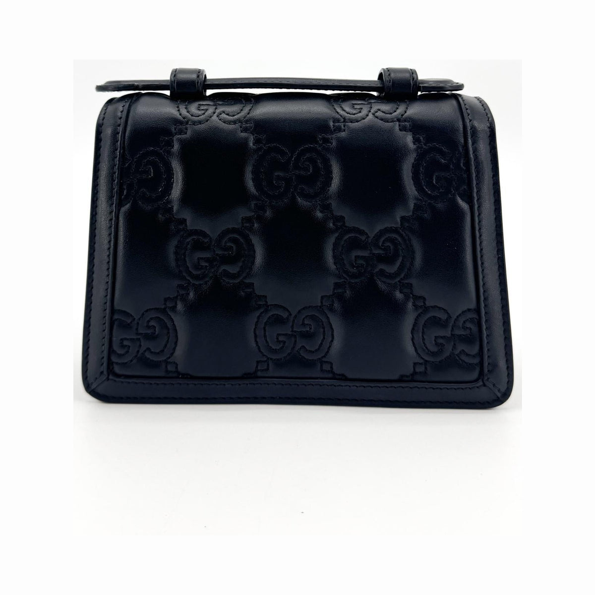Gucci Padlock GG Embossed Leather, Black, Leather, Shoulder Bag